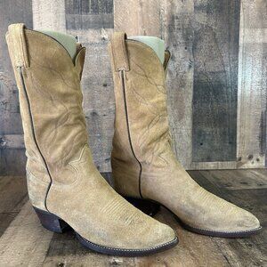 Tony Lama Vintage Gold Label Suede Western Cowboy Boots Mens 9 D